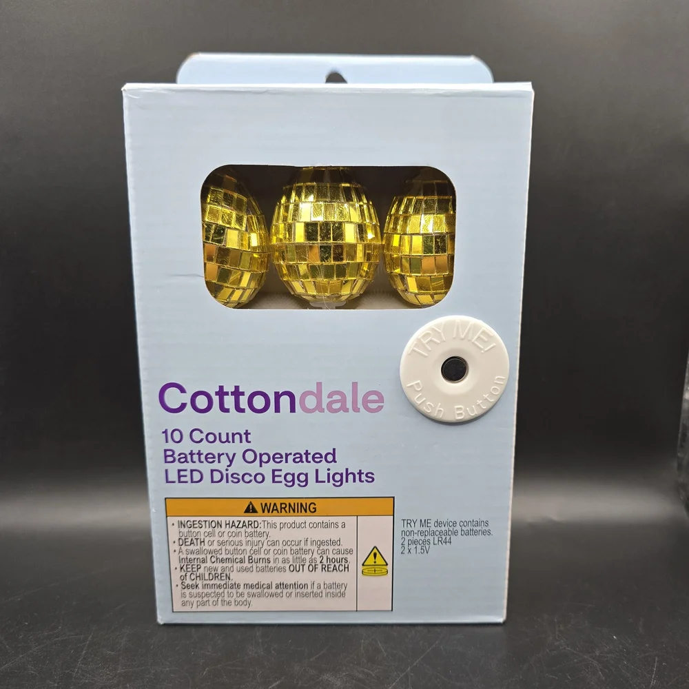 New Cottondale 10-Count Led Disco Egg Lights, Golden, 5.5 Ft Battery Operated